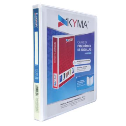 Carpeta panorámica kyma de vinil tamaño oficio 1/2" aro en "o" blanca