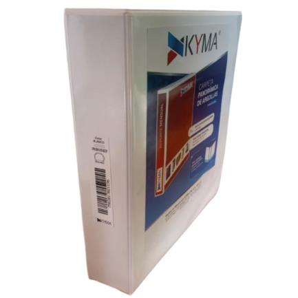 Carpeta panor&aacute;mica kyma de vinil tama&ntilde;o oficio 3" aro en "o" blanca