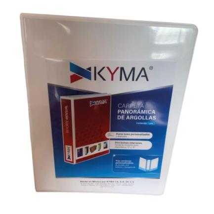 Carpeta panor&aacute;mica kyma de vinil tama&ntilde;o oficio 1" aro en "d" blanca