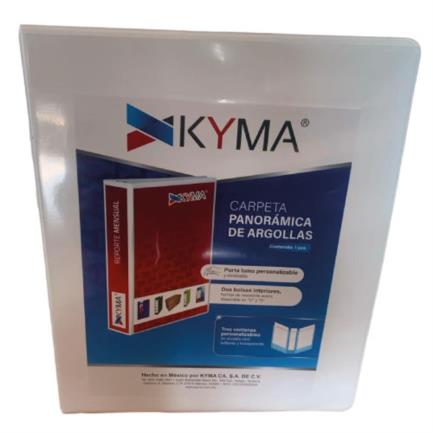 Carpeta panor&aacute;mica kyma de vinil tama&ntilde;o oficio 1 1/2" aro en "d" blanca