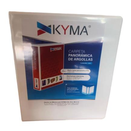 Carpeta panor&aacute;mica kyma de vinil tama&ntilde;o oficio 2" aro en "d" blanca