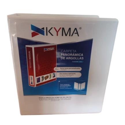 Carpeta panor&aacute;mica kyma de vinil tama&ntilde;o oficio 3" aro en "d" blanca
