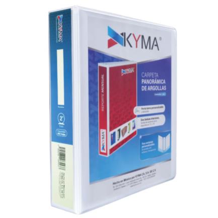 Carpeta panor&aacute;mica kyma de vinil tama&ntilde;o carta 2" aro en "o" blanca