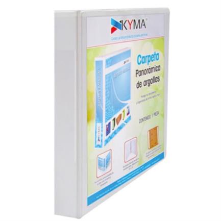 Carpeta panor&aacute;mica kyma de vinil tama&ntilde;o carta 1/2" aro en "d" blanca