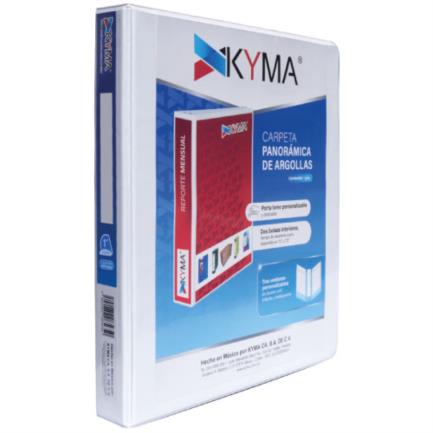Carpeta panorámica kyma de vinil tamaño carta 1" aro en "d" blanca