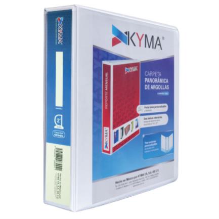 Carpeta panorámica kyma de vinil tamaño carta 2" aro en "d" blanca