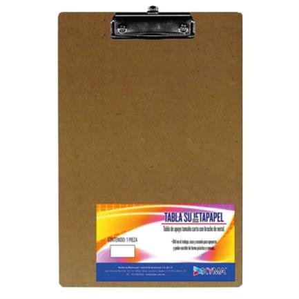 Tabla agarrapapel kyma de madera (macocel) tama&ntilde;o oficio con broche tipo clip