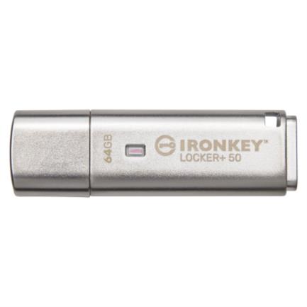 Memoria USB Kingston IronKey Locker+ 50 64GB con XTS-AES-USBtoCloud - MAS RECIO