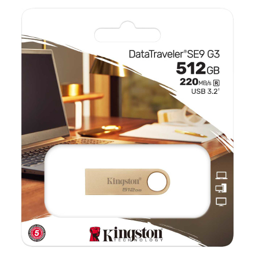 Memoria USB Kingston DataTraveler SE9 G3 512GB USB 3 2 Lectura 220MB/s Dorado - Vista 4