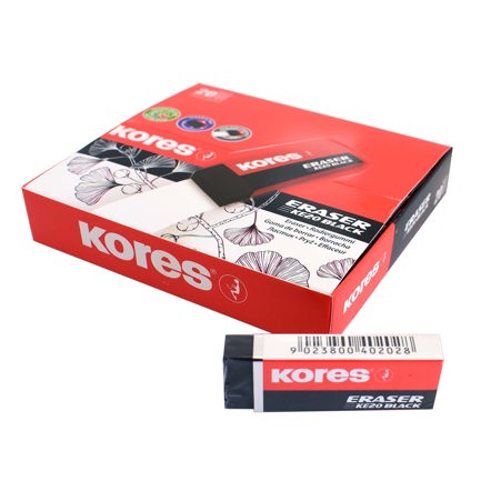 Borrador kores ke-20 dust free negro caja c/20 piezas