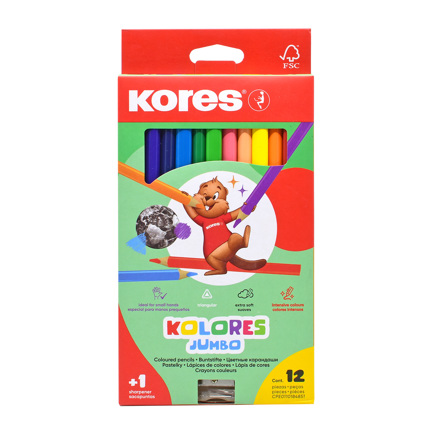 Colores triangulares kores jumbo 5mm estuche c/12