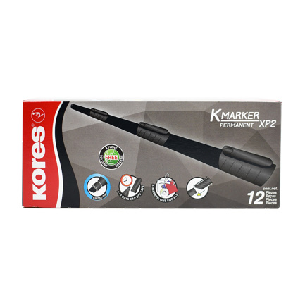 Marcador permanente kores p/biselada negro c/12