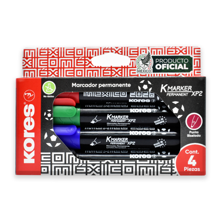 Marcador permanente Kores estuche c/4 colores Selección Mexicana