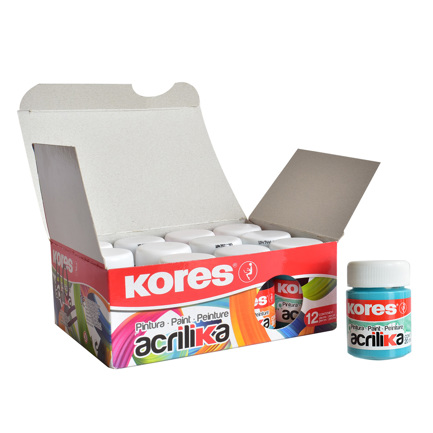 Pintura acrilica kores 20 ml turquesa c/12 botes