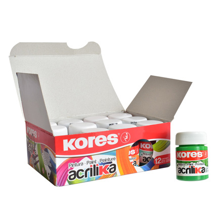 Pintura acrilica kores 20 ml verde c/12 botes