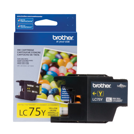 Tinta brother lc75y rendimiento 600 páginas mfcj6710 color amarillo