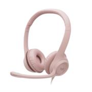 Audífonos logitech usb h390 para computadora con audio dígital mejorado control en cable color rosa