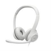 Audífonos logitech usb h390 para computadora con audio dígital mejorado control en cable color blanco crudo