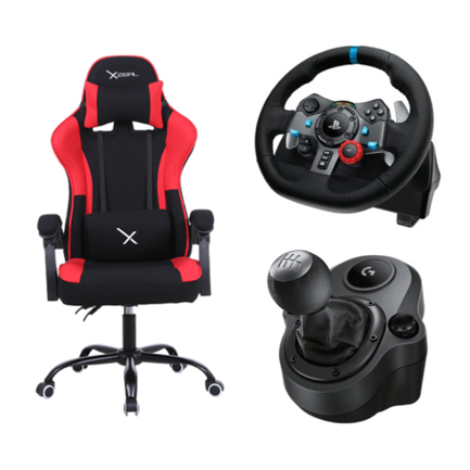 Bundle palanca + volante logitech + silla x20 xzeal