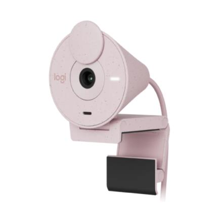 Cámara web logitech brio 300 1080p usb-c con corrección iluminación automática micrófono color rosa