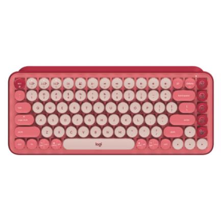 Teclado logitech pop mecánico teclas emoji personalizables color rosa coral