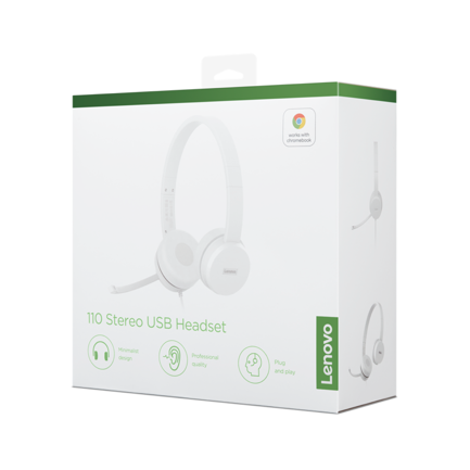 Diadema Alámbrica Lenovo 110 USB Color Nube Gris