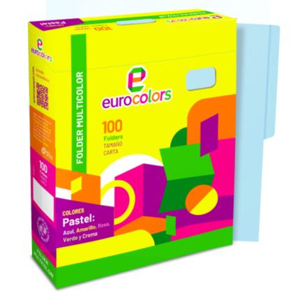 MAPFOLAB053 - Folder Mapasa Carta Multicolor Color Azul Pastel Pqte 100F