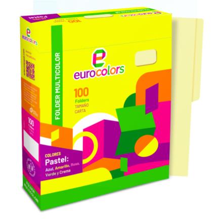 Folder mapasa carta multicolor color amarillo pastel pqte 100f