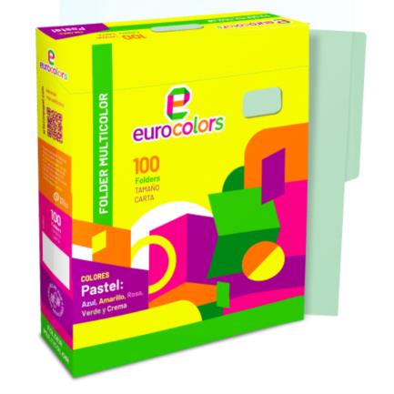 MAPFOLAB056 - Folder Mapasa Carta Multicolor Color Verde Pastel Pqte 100F