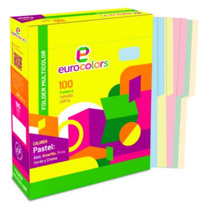 MAPFOLAB058 - Folder Mapasa Carta Multicolor Color Arcoiris Pastel Pqte 100F