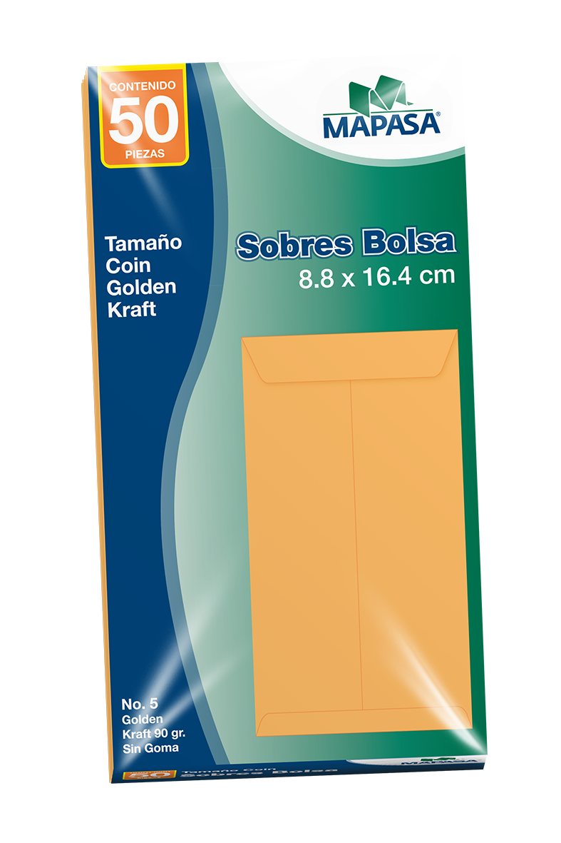 Sobre COIN Kraft Mapasa 60Kg Pegue al Centro Solapa Engomada 8.8x16.4cm 10 Pqtes C/50 Sobres c/u - Vista 2