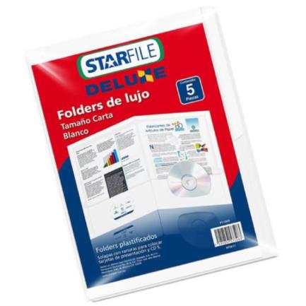 Folder mapasa deluxe carta 24x30 color blanco c/5 pzas