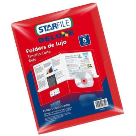MAPSOBAB049 - Folder Mapasa Deluxe Carta 24x30 Color Rojo C/5 Pzas
