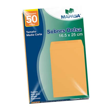 Sobre bolsa mapasa panuco 1/2 cta 10 bolsas c/50 c/u