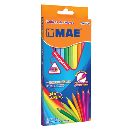 Colores mae cmt-12l triangulares largos mina c/12 pzas