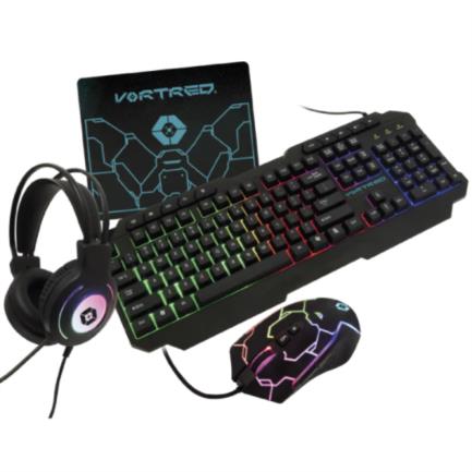 Kit gamer vortred al&aacute;mbrico 4 en 1 gear up color negro