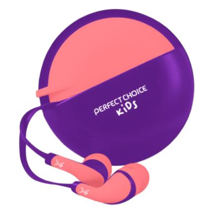 Audífonos perfect choice in-ear alámbricos 3.5mm con estuche bubble gum color rosa-morado