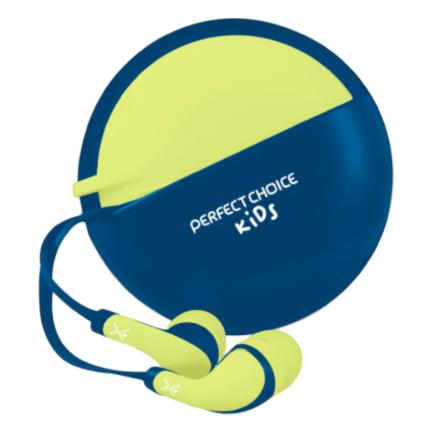 Audífonos perfect choice in-ear alámbricos 3.5mm con estuche bubble gum color azul-amarillo