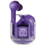 Audífonos inalámbricos perfect choice tws estuche transparente clearbeat con indicador de carga color morado