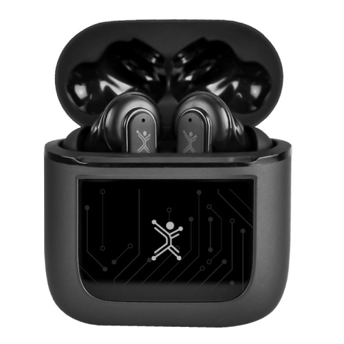 Aud&iacute;fonos perfect choice tws anc+ enc inal&aacute;mbrico 10m con pantala t&aacute;ctil led color negro