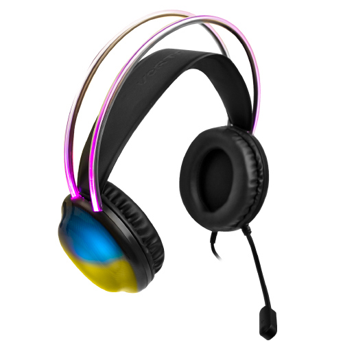 Diadema gamer perfect choice transparente rgb helumo anc 1.8m alámbrico 3.5mm pvc