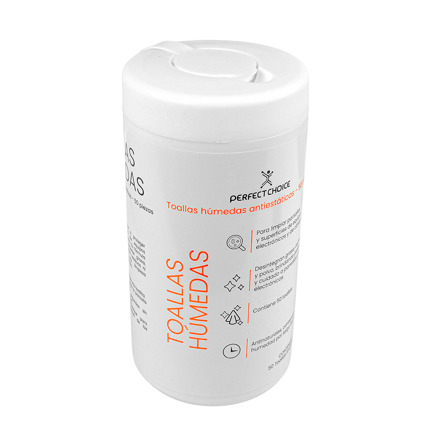 Toallas Limpiadoras Perfect Choice para equipos electrónicos Bote con 50 pzas