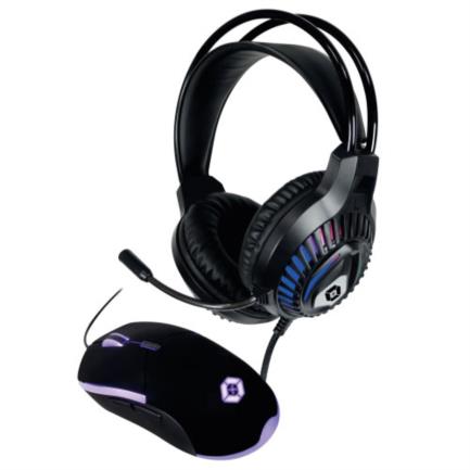Kit gamer vortred raito 2 en 1 al&aacute;mbrico diadema+mouse color negro