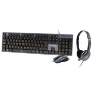 Kit Alámbrico Perfect Choice 3en1 Teclado-Mouse-Diadema para Oficina Color Azul - Vista 3