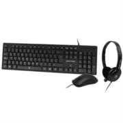 Kit alámbrico perfect choice 3en1 teclado-mouse-diadema para oficina color negro
