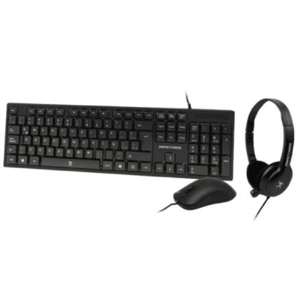 KIT TECLADO / MOUSE / DIADEMA CON MICROFONO INTEGRADO ALAMBRICOS CONECTOR USB / 3.5MM PERFECT CHOICE - NEGRO