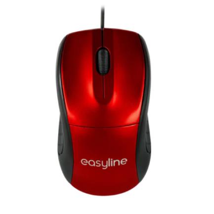 Mouse Easy Line Óptico Alámbrico USB 1200dpi Color Rojo