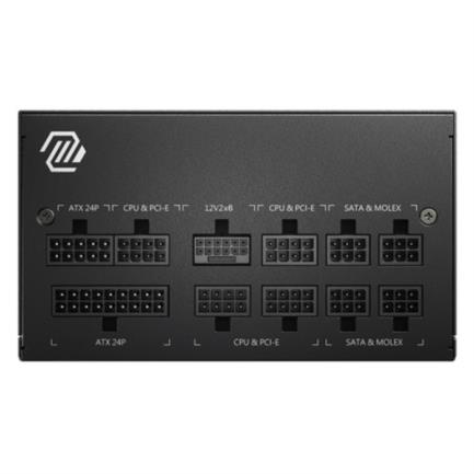 Fuente de Poder MSI MAG A850GL PCIE5 850W ATX 12V 80 Plus Gold Full Modular PCIe 5.0 24 pin Fan 120mm Negro - Vista 3