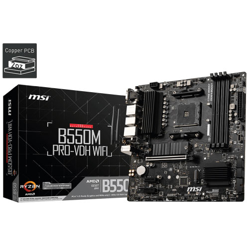 Tarjeta Madre MSI B550M Pro-VDH WIFI 4xDDR4 128GB 4400Mhz PCIe 4.0 M.2 1xHDMI 1xDP 1xVGA S AM4 mATX Wi-Fi BT - Vista 9