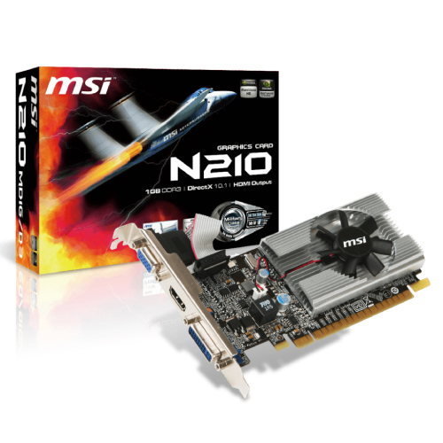 Tarjeta de Video GeForce MSI N210 1GB Single Fan DDR3 PCIe 2.0 64 bits 1xHDMI 1xD-Sub 1-DVI - Artículos Promocionales MAS RECIO